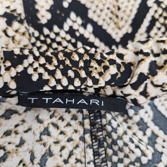 T Tahari Midi Slip Skirt Gold Tan Black Snake Snakeskin Pull On Stretch Waist XS - Picture 4 of 7